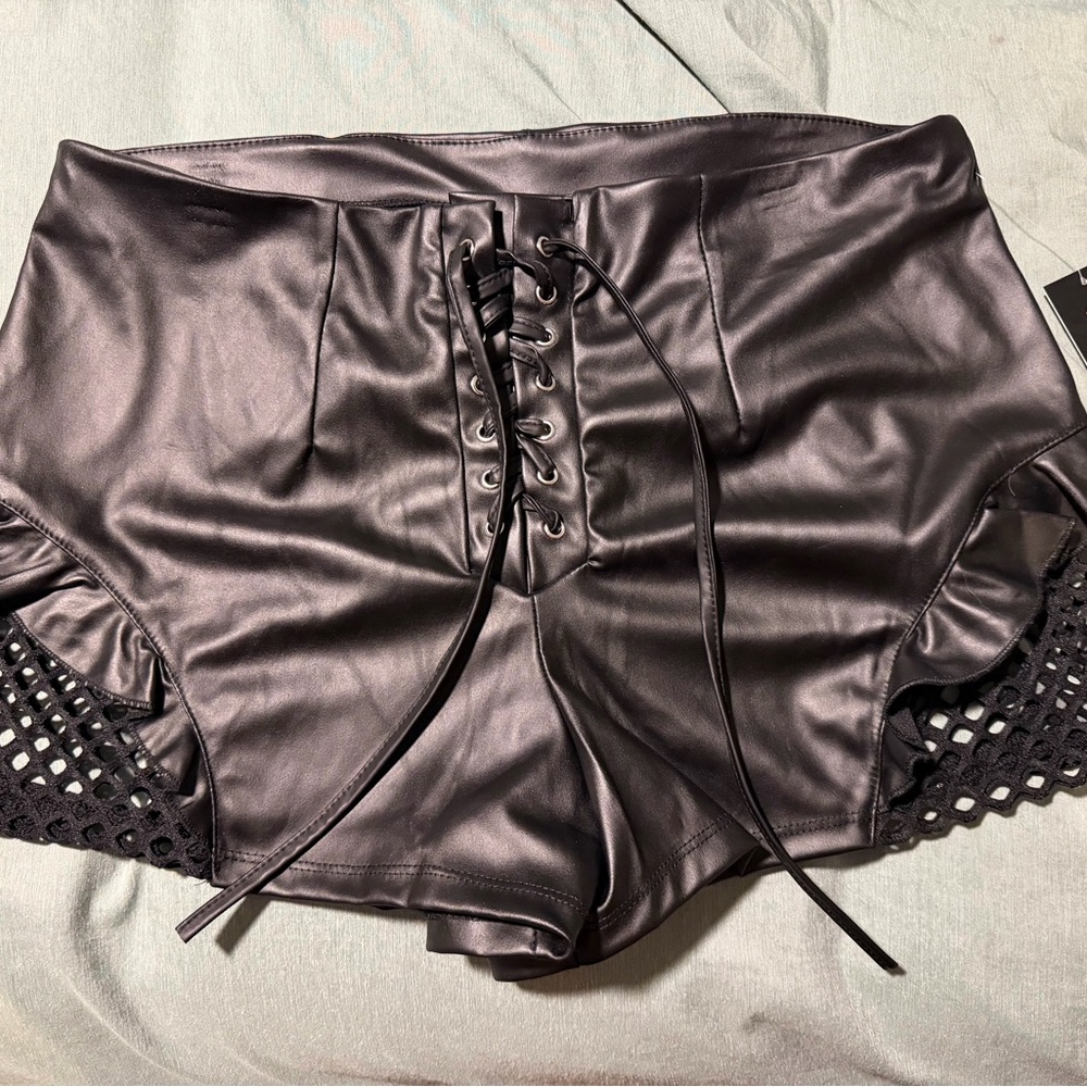 Spirit Black Faux Leather Shorts
